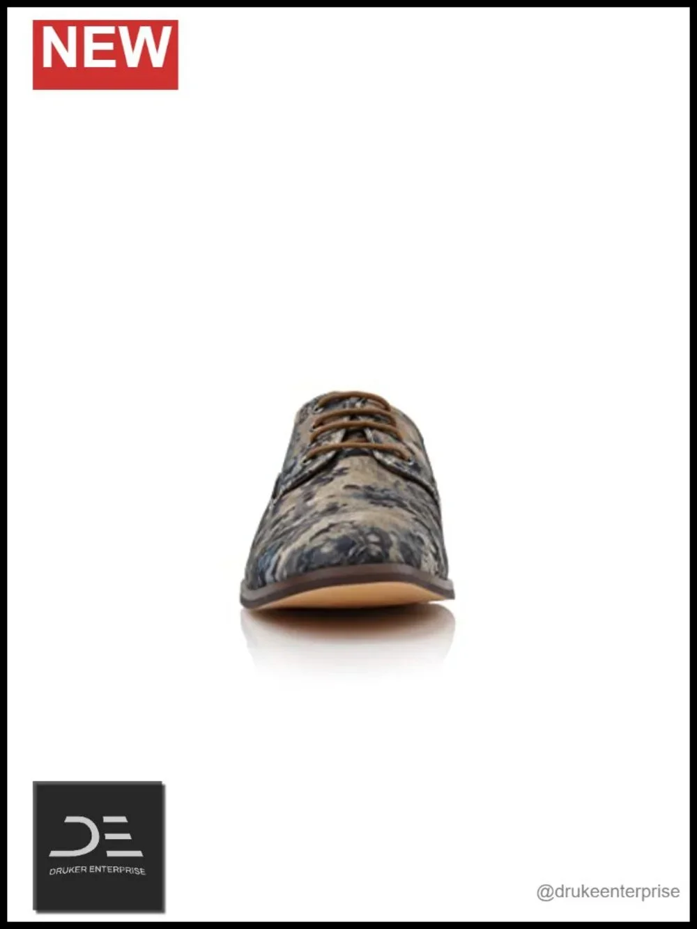 Men's Canvas Lace-Up Derby Oxford Dress Shoes with Floral Tapestry Print